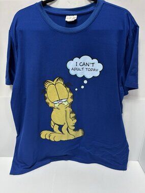Garfield I Can't Adult Today T-Shirt Blue Women's Size L/G NWT